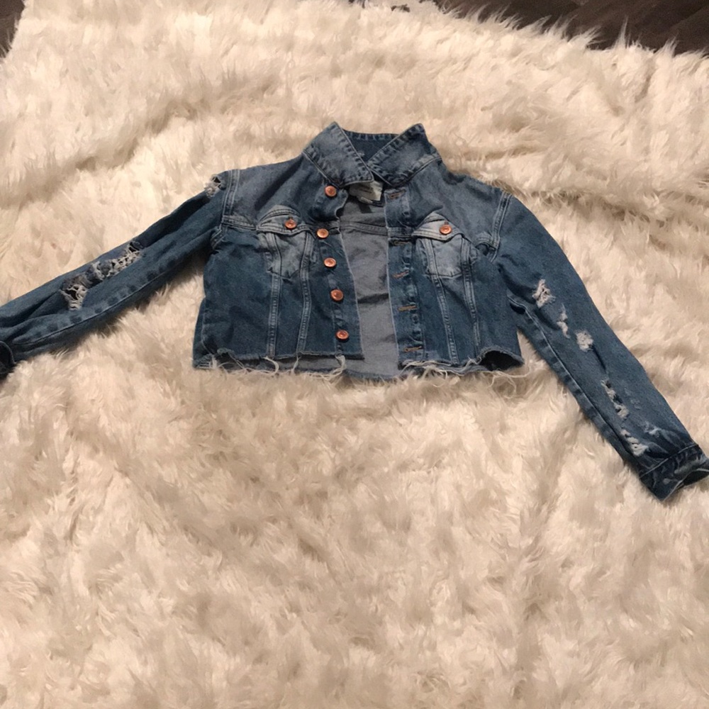 Forever 21 ripped jean jacket
